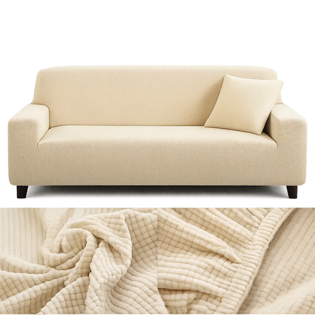 Microfibre Beige - Housse de Canapé Extensible