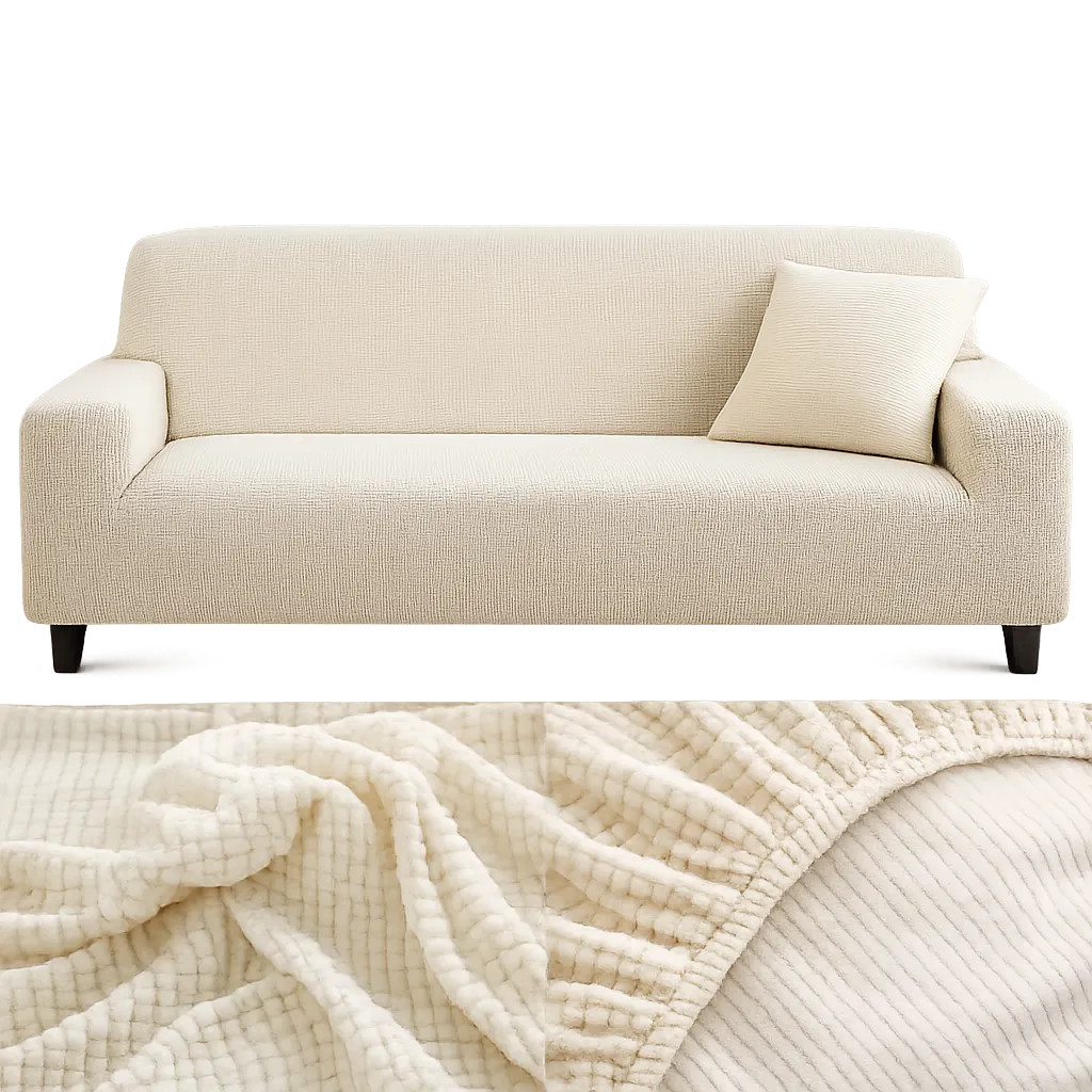 Microfibre Blanc - Housse de Canapé Extensible