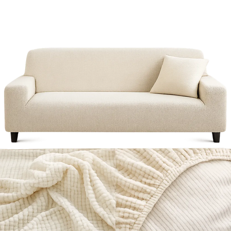Microfibre Blanc - Housse de Canapé Extensible