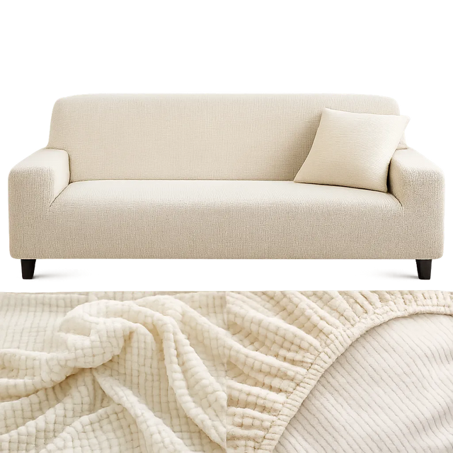 Microfibre Blanc - Housse de Canapé Extensible