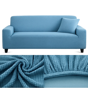 Microfibre Bleu - Housse de Canapé Extensible