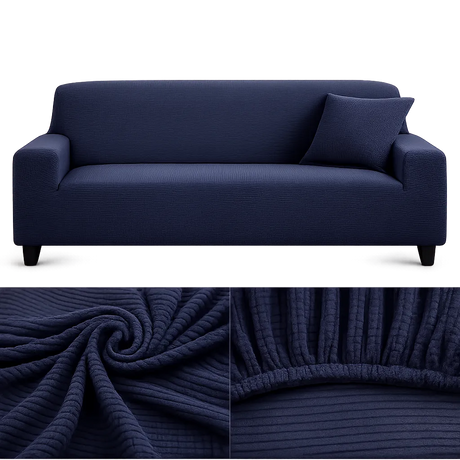 Microfibre Bleu Nuit - Housse de Canapé Extensible