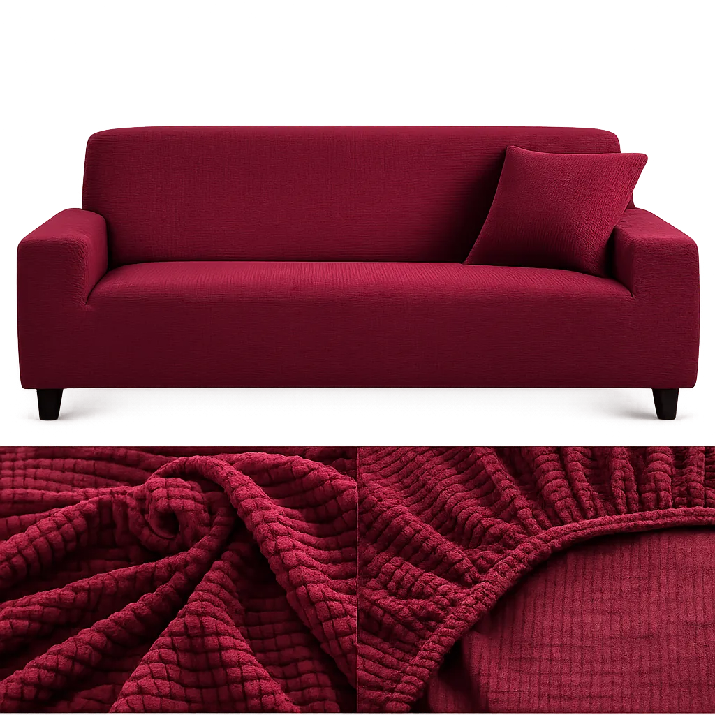 Microfibre Bordeaux - Housse de Canapé Extensible