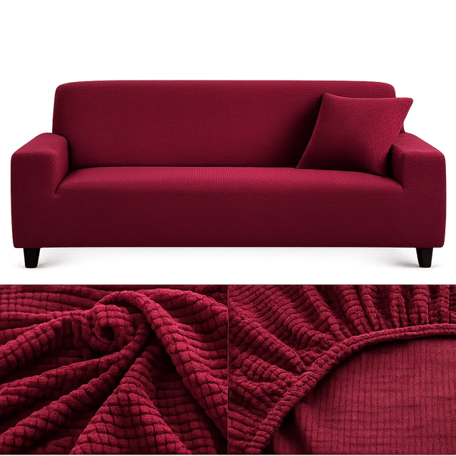 Microfibre Bordeaux - Housse de Canapé Extensible