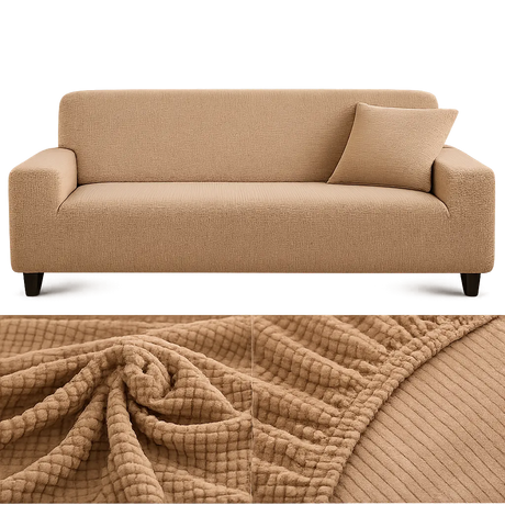 Microfibre Camel - Housse de Canapé Extensible