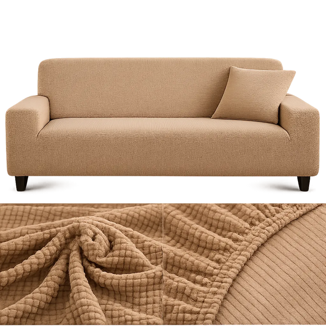 Microfibre Camel - Housse de Canapé Extensible