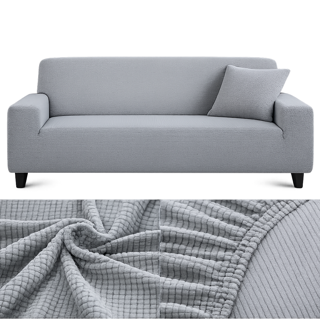 Microfibre Gris Clair - Housse de Canapé Extensible