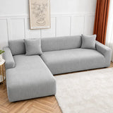 Microfibre Gris Clair - Housse de Canapé ANGLE Extensible