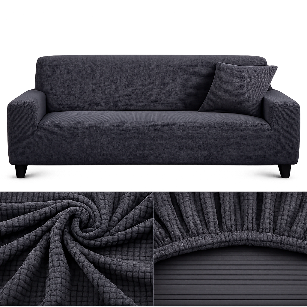 Microfibre Gris Foncé- Housse de Canapé Extensible