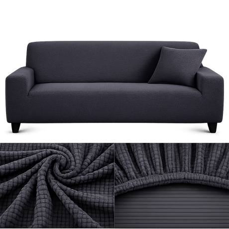 Microfibre Gris Foncé- Housse de Canapé Extensible