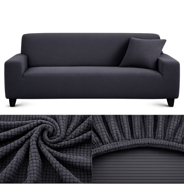 Microfibre Gris Foncé- Housse de Canapé Extensible