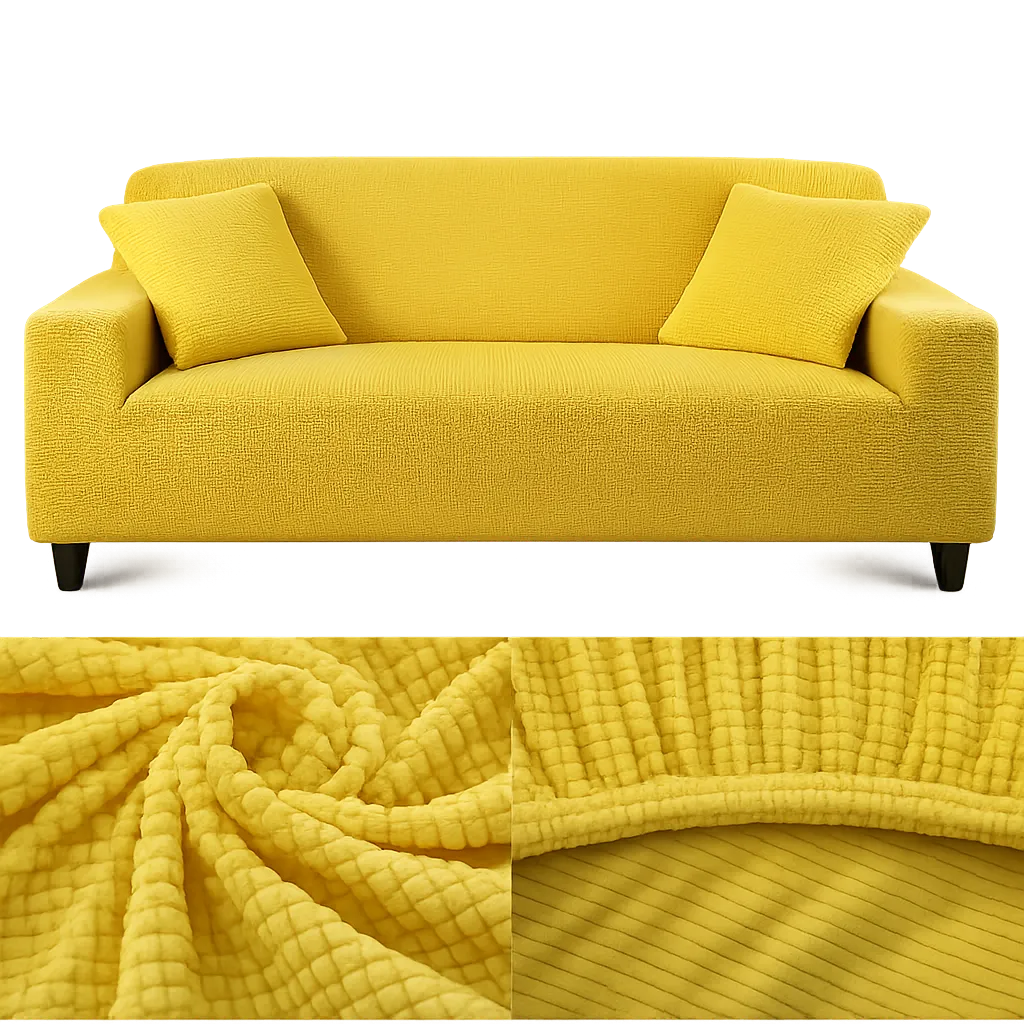 Microfibre Jaune - Housse de Canapé Extensible