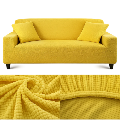 Microfibre Jaune - Housse de Canapé Extensible