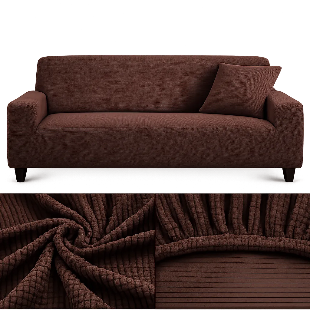 Microfibre Marron Café - Housse de Canapé Extensible