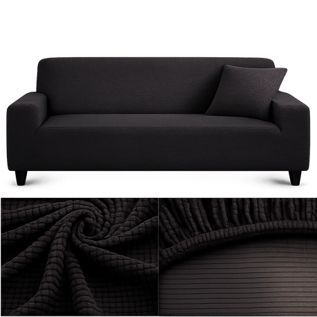 Microfibre Noir - Housse de Canapé Extensible