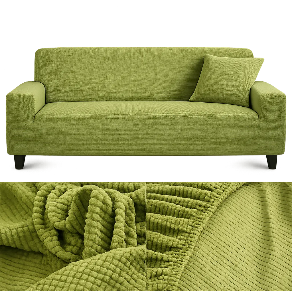 Microfibre Vert Pomme - Housse de Canapé Extensible