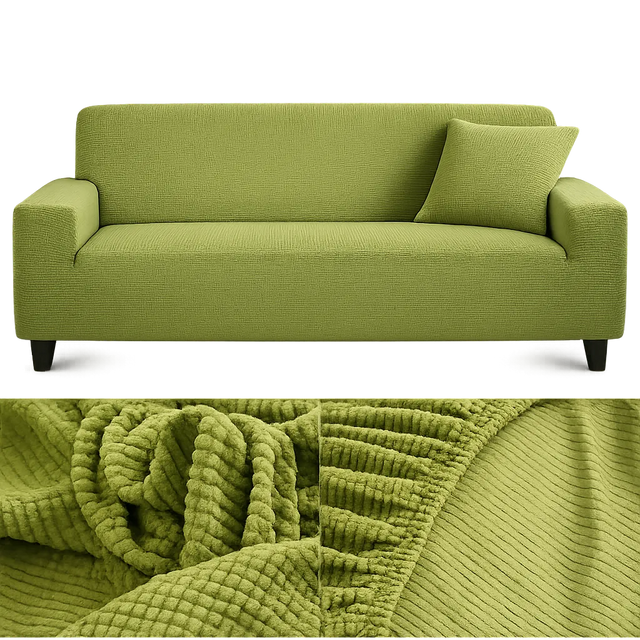 Microfibre Vert Pomme - Housse de Canapé Extensible