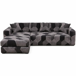 Motif Helich - Housse de Canapé d’Angle Extensible