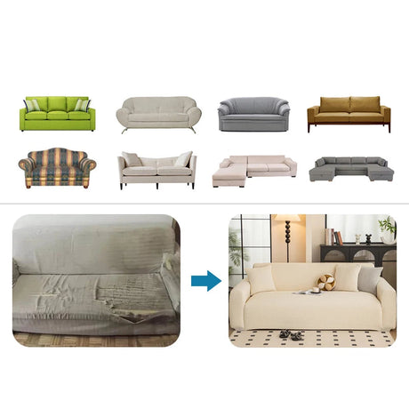 Housse de Canapé Extensible Jacquard Perle
