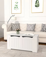 Banc de rangement en bois avec coffre