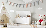 Banc de rangement en bois avec coffre