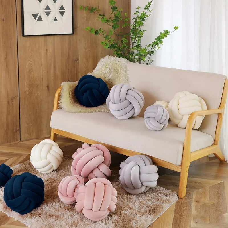 1 Coussin Boule Nœud Design – Décoratif Moderne en Velours