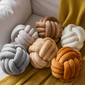 1 Coussin Boule Nœud Design – Décoratif Moderne en Velours
