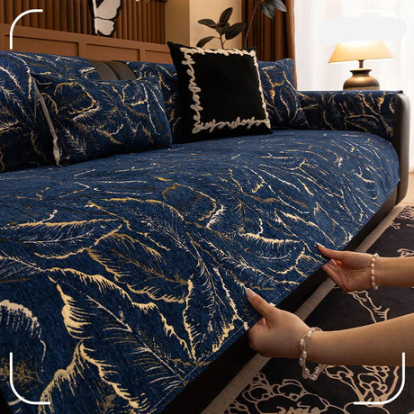 Protège Canapé Chenille Élégance – Douceur Luxe & Maintien Parfait bleu