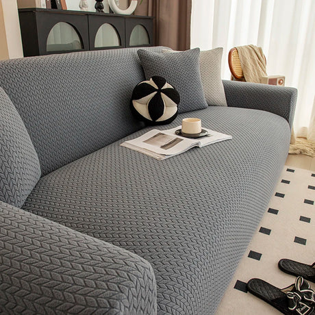 Housse de Canapé Extensible Jacquard Perle