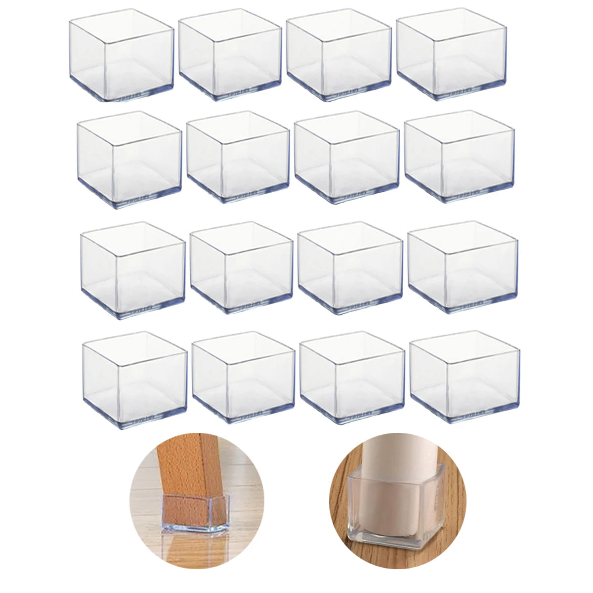 Protections en silicone pour pieds de chaises et tables carrés – Lot de 8
