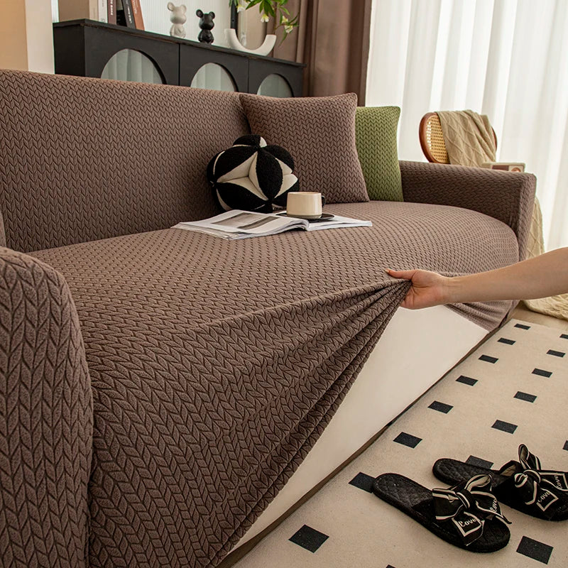 Housse de Canapé Extensible Jacquard Perle