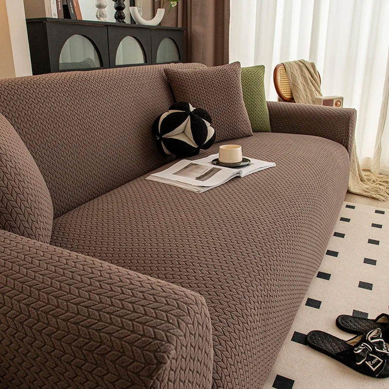 Housse de Canapé Extensible Jacquard Perle