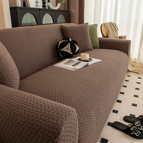 Housse de Canapé Extensible Jacquard Perle