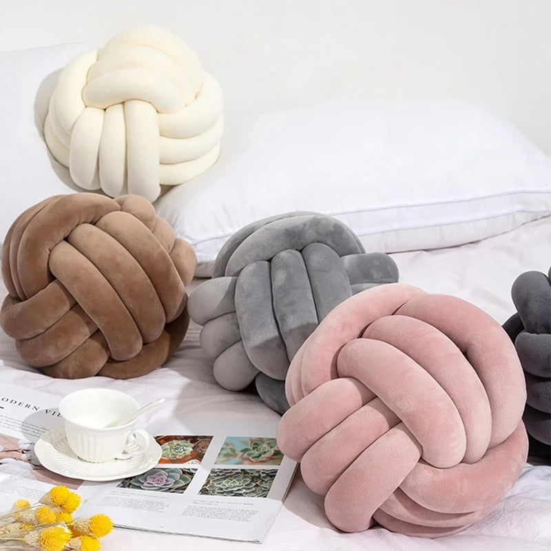 1 Coussin Boule Nœud Design – Décoratif Moderne en Velours