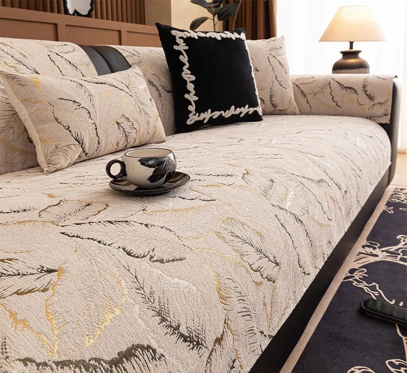 Protège Canapé Chenille Élégance – Douceur Luxe & Maintien Parfait beige