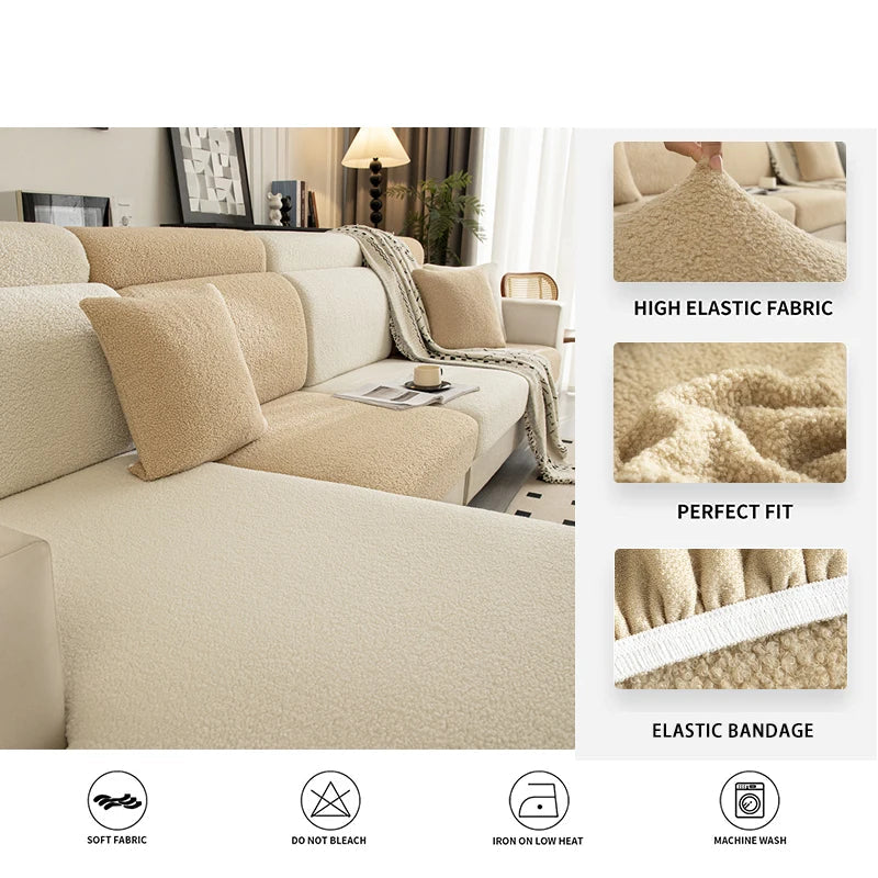 Housse de Coussin de Canapé Épaisse et Extensible Protection Plush