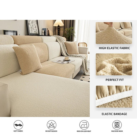 Housse de Coussin de Canapé Épaisse et Extensible Protection Plush