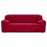 Velours Rouge Vin - Housse de Canapé Extensible