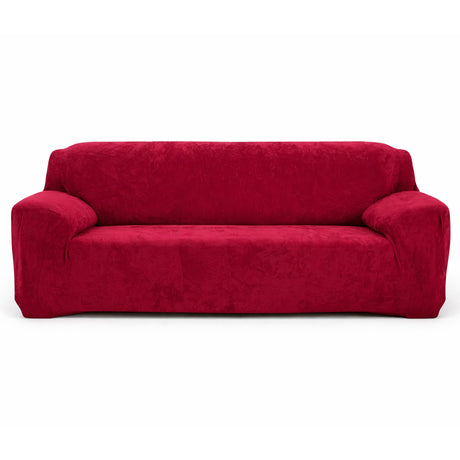 Velours Rouge Vin - Housse de Canapé Extensible