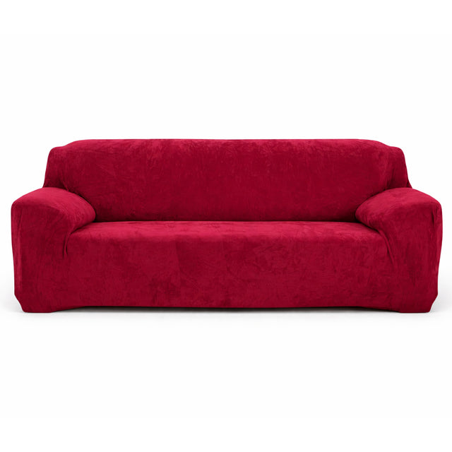 Velours Rouge Vin - Housse de Canapé Extensible