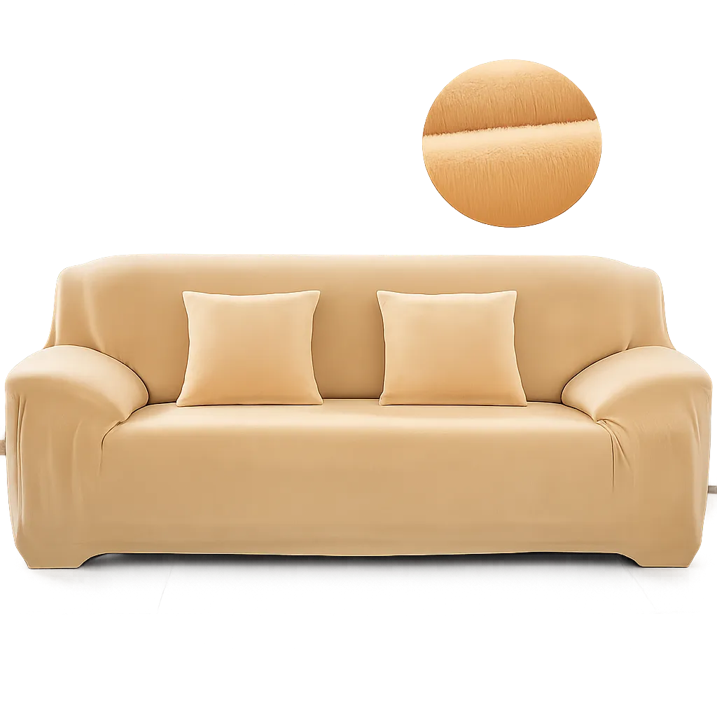 Velours Beige - Housse de Canapé Extensible