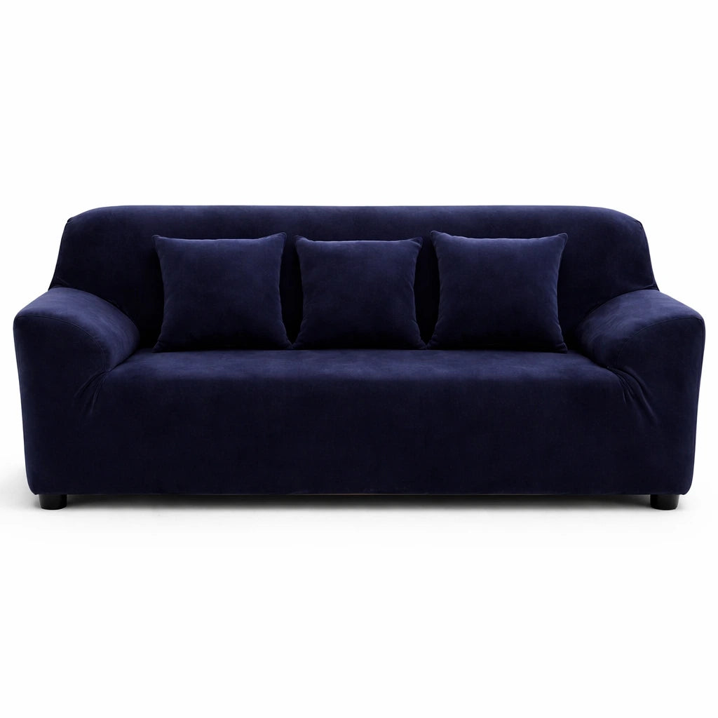 Velours Bleu Nuit - Housse de Canapé Extensible