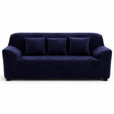 Velours Bleu Nuit - Housse de Canapé Extensible