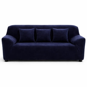 Velours Bleu Nuit - Housse de Canapé Extensible