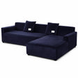 Velours Bleu marine - Housse de Canapé d’Angle Extensible