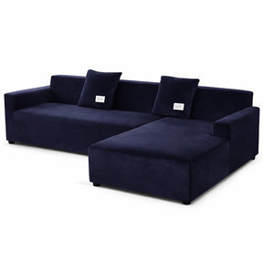 Velours Bleu marine - Housse de Canapé d’Angle Extensible