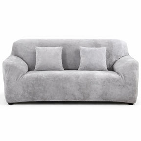 Velours Gris - Housse de Canapé Extensible