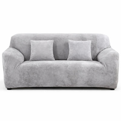 Velours Gris - Housse de Canapé Extensible