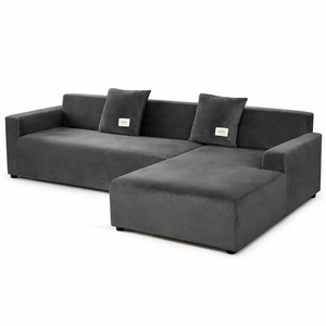 Housse de Canapé d’Angle Velours Gris