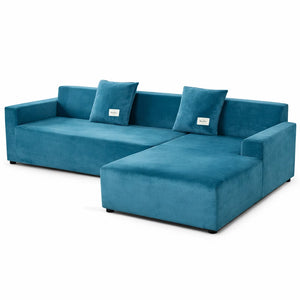 Housse de Canapé d’Angle Velours Lac Bleu